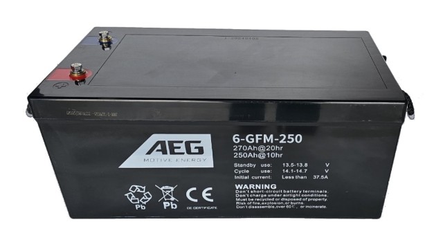 ΜΠΑΤΑΡΙΑ AEG STORAGE 6-GFM-250 ΒΑΘΕΙΑΣ ΕΚΦΟΡΤΙΣΗΣ VRLA GEL 12V270AH c20